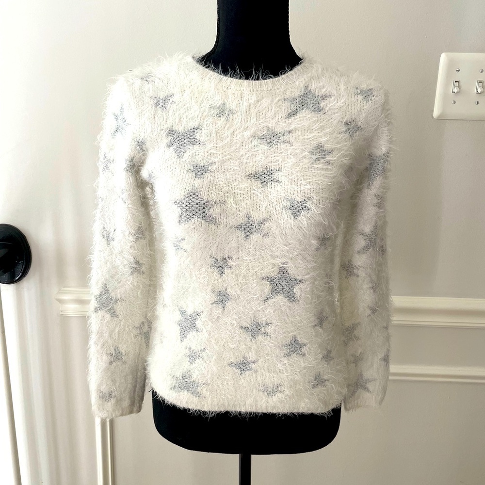 White sweater with sliver stars (teen girl)